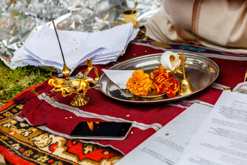 traditional indian yagya (puja), fire ritual