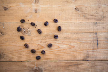 Heart from coffee beans