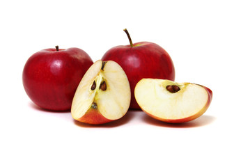 Apple with slice on a white background