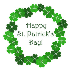 Saint Patrick's day vector frame with green shamrock