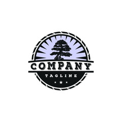 Trees logo design template. Awesome trees with circle logo. A modern trees  logotype.