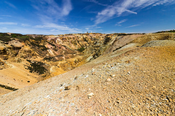 Lunar-like vista of the opencast copper mines at Parys Mountain, Amlwch, Anglesey