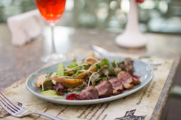 grilled meat and vegetables