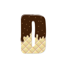 wafer letter D with the current chocolate glaze