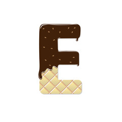 wafer letter E with the current chocolate glaze