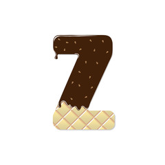 wafer letter Z with the current chocolate glaze