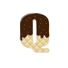 wafer letter Q with the current chocolate glaze