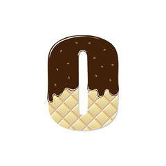 wafer letter O with the current chocolate glaze