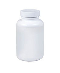 medicine white pill bottle isolated on a white background