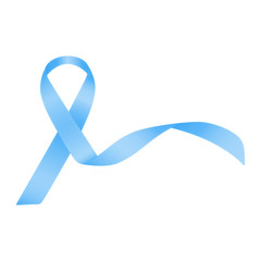 Light Blue Ribbon As Symbol Of Prostate Cancer Awareness, Graves Disease Isolated On A White Background. Vector Illustration. Healthcare Concept.
