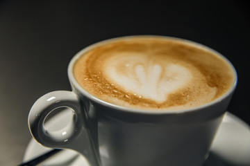 Morning coffee in a white Cup