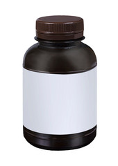 blank packaging brown plastic jar with brown cap isolated on white background ready for product design