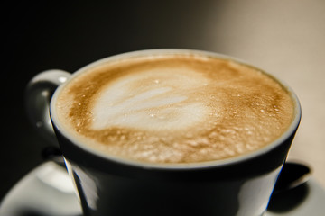 Morning coffee in a white Cup