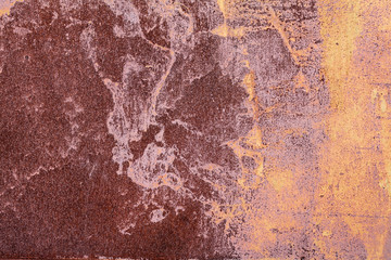 Rusted on surface of the old iron. Deterioration of the steel. Decay and grunge rough. Texture background 