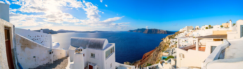 Panorama Oia Village architecture. Greece Santorini Island