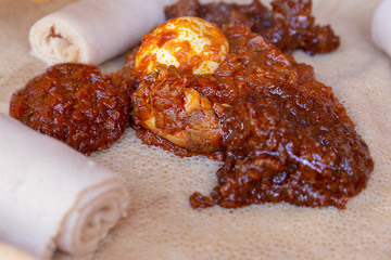 Injera with chicken Doro Wat