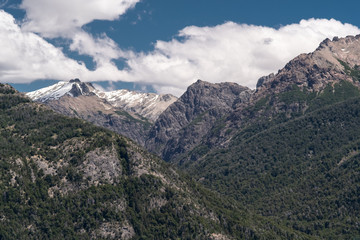 Naklejka premium view of mountains landscape patagonia argentina clouds daylight travel discover adventure special 