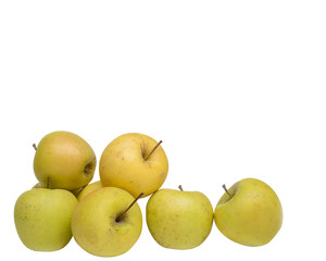  several unwashed apples on a white background
