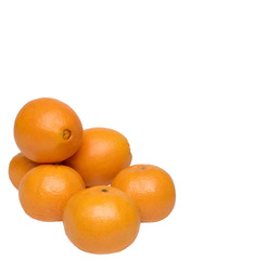  ripe tangerines on a white background
