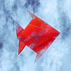Illustration of a Orange fish in Origami