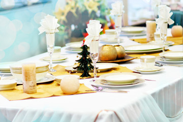 Beautiful table setting for Christmas dinner
