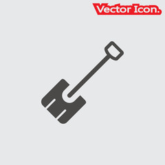 shovel icon isolated sign symbol and flat style for app, web and digital design. Vector illustration.