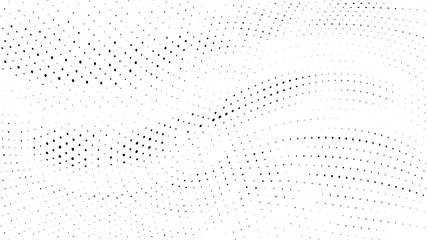 Halftone gradient pattern. Abstract halftone dots background. Monochrome dots pattern. Grunge wave texture. Pop Art Comic small dots. Radial twisted dots. Design for presentation, report, flyer, cover