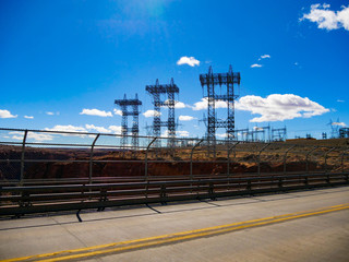 Fototapeta premium Power Lines Over Glen Canyon Dam