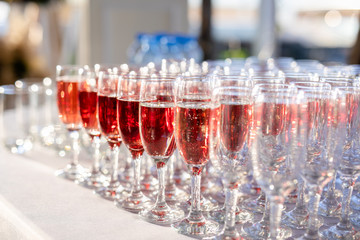 Champaign. Champaign being pored into glasses