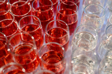 background from wedding glasses filled with champagne