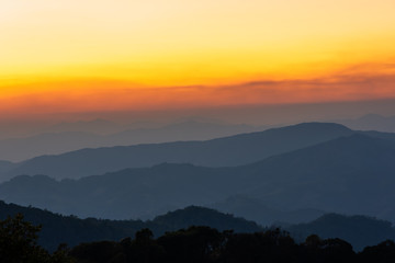 Landscape of sunrise on Mountain at  of  Doi Pha Phueng ,NAN,Thailand