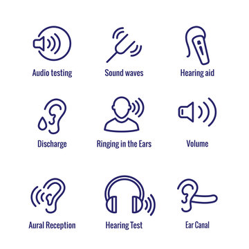 Hearing Aid or loss w Sound Wave Images Set