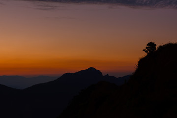 Landscape of sunrise on Mountain at  of  Doi Pha Phueng ,NAN,Thailand