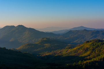 Fototapeta na wymiar Landscape of sunrise on Mountain at of Doi Pha Phueng ,NAN,Thailand
