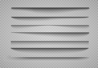 Vector shadows isolated. Page divider with transparent shadows isolated. Set of shadow effects. Transparent shadow realistic illustration