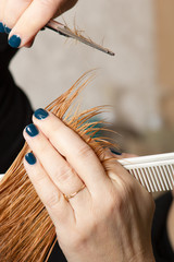 Hairdresser prepair hair for cutting