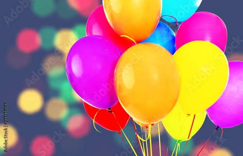 Bunch of colorful balloons on white background