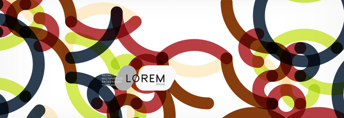 Curly wave lines abstract background design, transparent color lines on gray