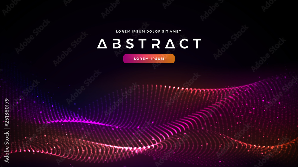 Poster dynamic abstract liquid flow particles background. shining abstract particle flow background. futuri