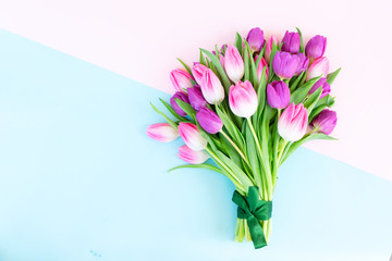 Pink fresh tulips - obrazy, fototapety, plakaty