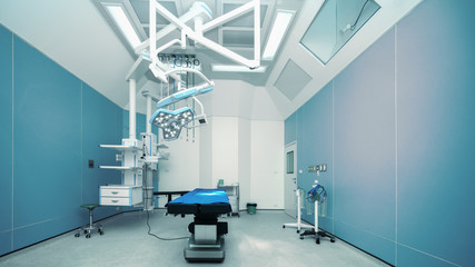 Fototapeta na wymiar background of hospital empty operation room with surgery bed and surgery light