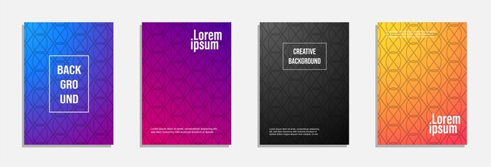 Naklejka premium Colorful and modern cover design. Set of geometric pattern background