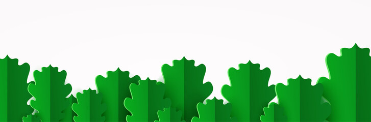 Autumn Leaves realistic paper cut card. For decoration, business add, article, flyers, print. Paper Fall oak leaf green background.