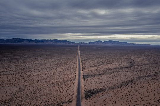 Aerial view of a road to nowhere 