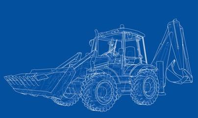 Sketch of Loading Shovel with Back Actor © cherezoff