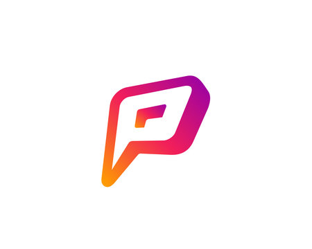 Letter P speech bubble logo icon design template elements