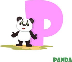 Cute Animal Zoo Alphabet. Letter P for panda