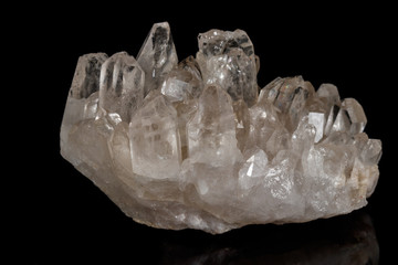 Macro mineral stone rhinestone, rock crystal on a black background