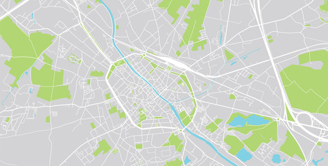 Urban vector city map of Tournai, Belgium