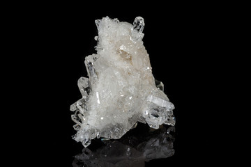 Macro mineral stone rhinestone, rock crystal on a black background